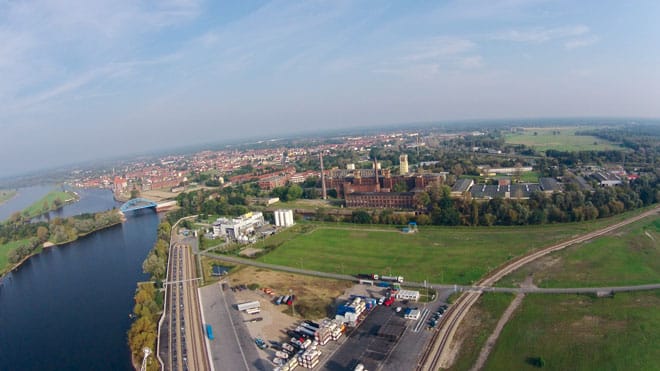 Elbeport – Blick über den Hafen und die Stadt Wittenberge