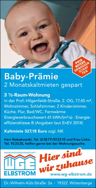 Anzeige Baby-Prämie